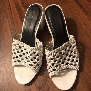 White heeled sandals